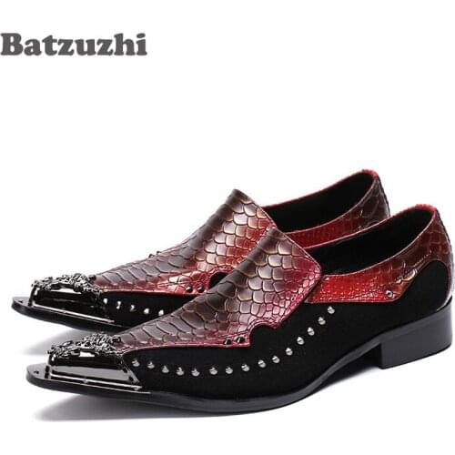 2020 Hot Western Rock Leather Shoes Men Pointed Iron Toe Mens Dress Shoes Zapatos Hombre Party and Wedding Business Shoes Men