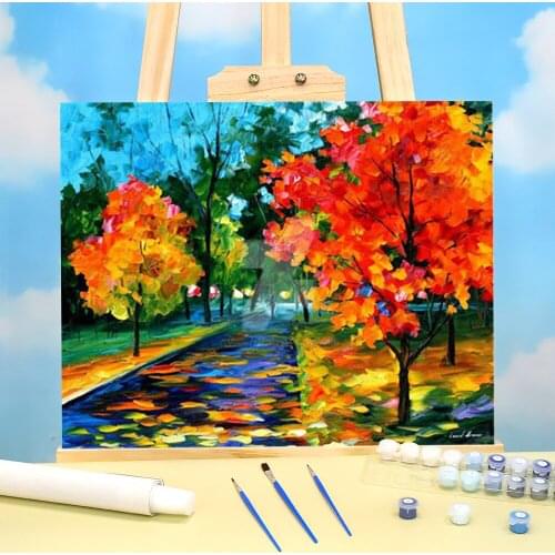 Flame Autumn Coloring By Numbers Painting Complete Kit Acrylic Paints 40*50 By Numbers Photo Loft Wall Drawing