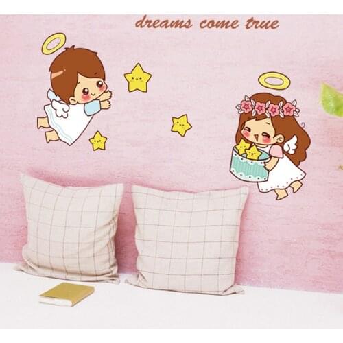 Cartoon cute little angel Wall Sticker for kids baby rooms bedroom Home Decoration Decals wallpaper Boys girls stars Stickers