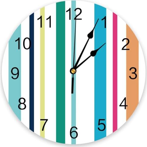 Color Stripes 3D Wall Clock Modern Design Living Room Decoration Kitchen Clock Art Wall Watch Home Decor