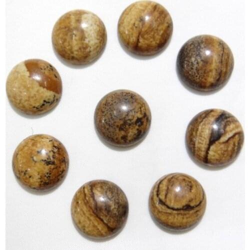 Wholesale 50Pcs/ natural stone round charm 16mm cabochon no hole picture jaspers beads for jewelry making DIY Ring accessories