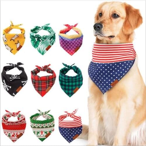 Pet Neckerchief Scarf Waterproof Fashion classic festival cat dog handkerchief Pet saliva towel cotton triangle towel