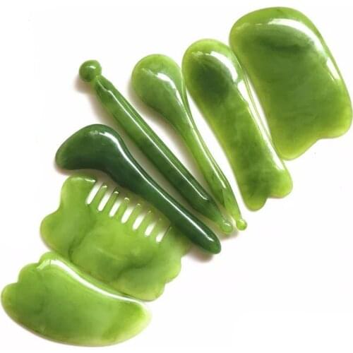 7PCS/set Natural Resin Gouache Scraper Face Neck Body Massager Facial Massage Scraping SPA Detox Guasha Tool Slim Lift Skincare