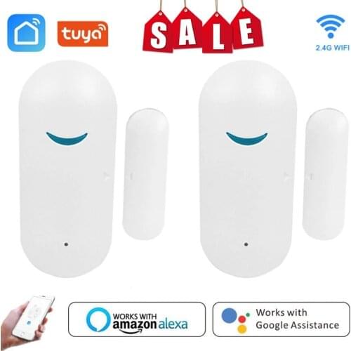 Tuya Smart WiFi Door Sensor Door Open/Closed Detectors Wifi Home Alarm Compatible With Alexa Google Home Tuya APP Smart Life