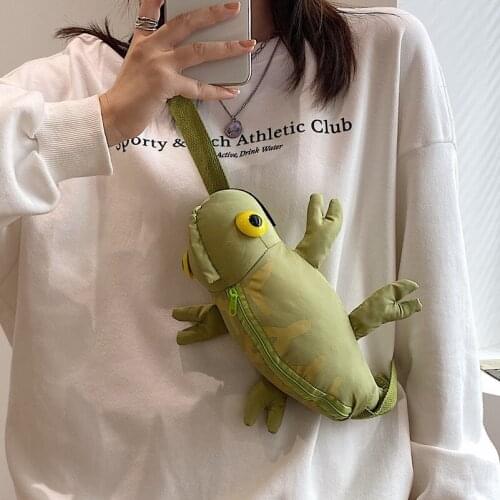 Cute Lizard Crossboday Bag Fashion Design Women Handbags Candy Color Ladies Small Shoulder Bags Canvas Female Clutch Bag