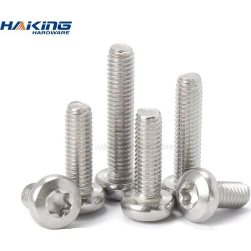 10/50x M2 M2.5 M3 M4 M5 M6 304 A2-70 stainless steel GB2672 Six-Lobe Torx Pan Head Screw Six Lobe Round Head Bolt Length=3-50mm