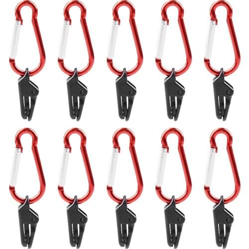 10/20pcs Tarp Awning Clamp Clips Tent Snaps Hangers Camping Tent Tighten Lock Grip Clamp with Carabiner for Outdoor Camping