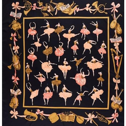 POBING 100% Twill Silk Scarf Women Dance Girl Square Scarves Large Bandana Luxury Kerchief Hijab Scarf Female Head Scarf Foulard