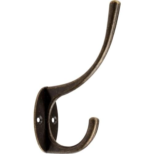 1pc Wall Hook Retro double hooks Mount Hanger Bathroom Bedroom Closet Door Coat Hat Robe Holder Antique Brass Metal 98*25mm