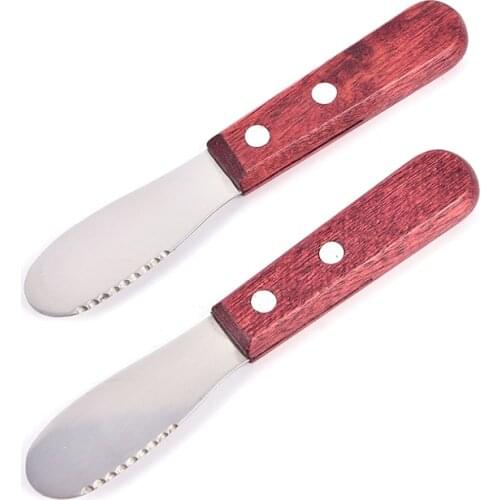 1pc Stainless Steel Spreader Cutlery Cheese Butter Knife Spatula Scraper Tool Wood Handle Butter knife Kitchen Tool Accessories