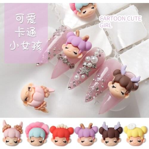 10 Pcs Cartoon Sweet Girl 3D Nail Art Decorations Fashion Jewelry Manicure Design Accessories