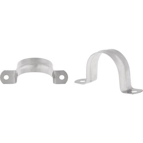 2PCS, Silver, Stainless Steel Pipe Hose Saddle Clamp Fixing - 40mm/1.57inch