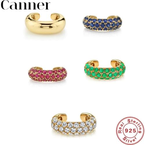Canner 1pcs 925 Sterling Silver Earcuff Bohemia Rainbow Zircon Cartilage No Piercing Clip On Earrings Fine Jewelry pendientes W5