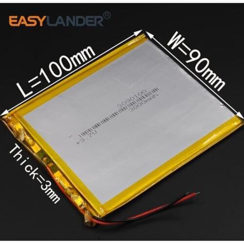 3.7V 3000mAh Rechargeable li Polymer Li-ion Battery For 7 inch 9 inch tablet PC Bluetooth Notebook Power bank 3090100