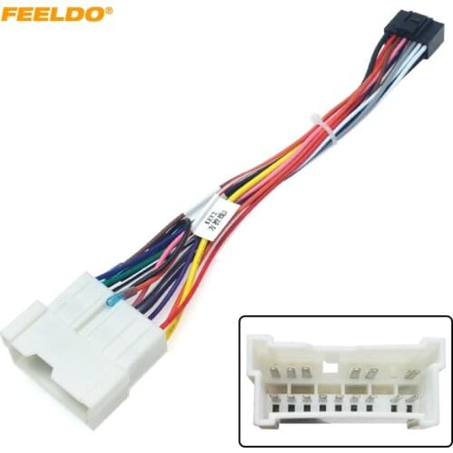 FEELDO Car Stereo Radio 16PIN Adaptor Wiring Harness For Hyundai Tucson Elantra Audio Power Calbe Wire Plug and play #HQ5301