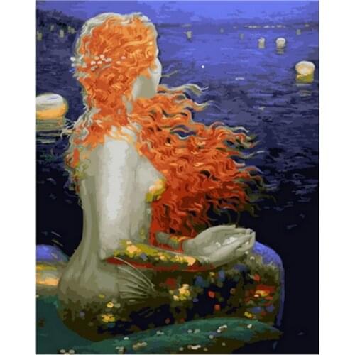Frameless diy painting by numbers for wall decor picture by numbers for home decor 4050cm Mermaid