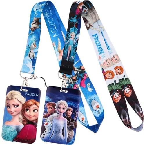 LB1587 Cartoon Frozen Lanyard Keychain ID Badge Holder Business Card Cover Key Lanyard Neck Straps Key Rings Accessories gifts