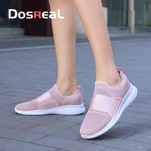 DOSREAL Women Shoes Breathable Mesh Sneakers Spring Summer Slip On Flat Shoes Ladies Plus Size 35-41 Loafers Sneakers