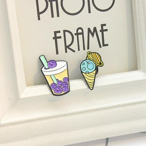 Star cup cone Enamel Pin Brooches Bubble Tea ice cream Lapel Pin Bag clothes cartoon Badge Gifts for friends