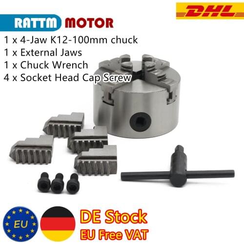 『EU Delivery』K12-100mm / 4 Jaw K12-100mm Manual Chuck Self-Centering Chuck CNC Machine Tool Lathe Chuck RATTM MOTOR