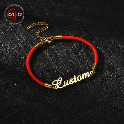 Goxijite New Customized Name Bracelets For Women Baby Stainless Steel Letter Nameplate Charm Bracelet Jewelry Gift