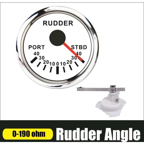 52mm Rudder Angle Indicator Gauge 0-190 ohm Rudder Angle Meter For Boat Motor Yacht With Mating Sensor Red Backlight 12V/24V