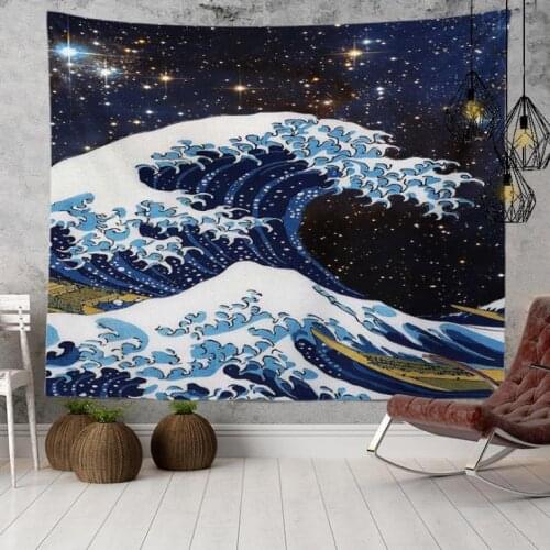 Kanagawa Surfing Tapestry Wall Hanging Cloth Customized Ghost Background Room Decoration Art Painting