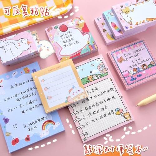 Kawaii Colorful Note Pad with Line Cartoon Memo Pad DIY Scrapbook Student Planner Memo Learning Note Papers School Stationary