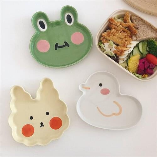 Cute Cartoon Animal Ceramic Breakfast Plate Childrens Plate Fruit Cake Dessert Dish Kitchen Dishes Soy Sauce Dish Dinner Plates