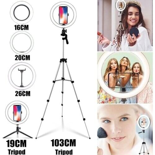 Beauty 16cm/20cm/26cm Ring Fill Light Lamp 19/103cmTripod for Selfie Photography Vlog Live Streaming Camera Video Beauty