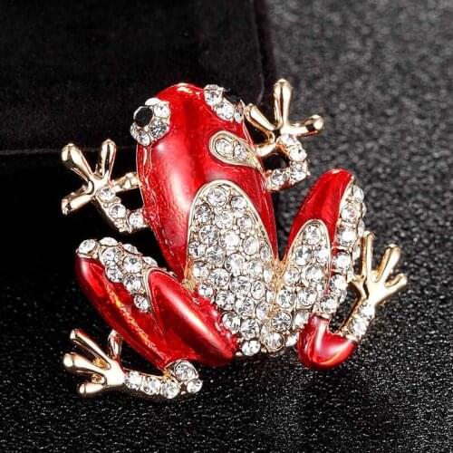 Brown red green three color frog brooches for mens jewelry Brand enamel Scarf pins Insect Brooch Kids Girls Clothes Accessories