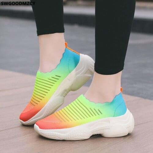 Black Platform Sneakers Woman Vulcanize Shoes Non-leather Casual Shoes for Woman 2021 Socks Shoes Women Zapatillas Mujer Sapatos