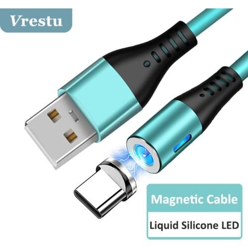 3 in 1 Fast Charging Magnetic Cable Micro USB Type C for IOS USBC 1M 360° Rotate Liquid Silicone LED Cabo for Xiaomi Mi Samsung