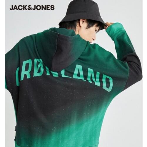 JackJones Mens 100% Cotton Hoodies Male Contrasting Gradient Oversized Pullover Hoodie | 220433014