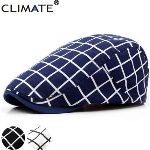 CLIMATE Men Vintage Plaid Berets Hat Casual Plaid Beret Women Men Berets Flat Cap Fashion Checks Flat Caps Beret Korean for Men