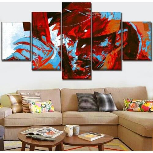 Wall Art Canvas HD Printed Graffiti Painting 5 Panels Game Metal Gear Artistic Abstract Role Modular Pictures Decor Living Room