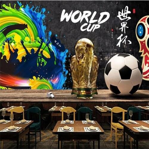 Football World Cup Industrial Style Bar Restaurant Background Wall Decor Wallpaper Mural 3D Russia World Cup Theme Wall Paper 3D