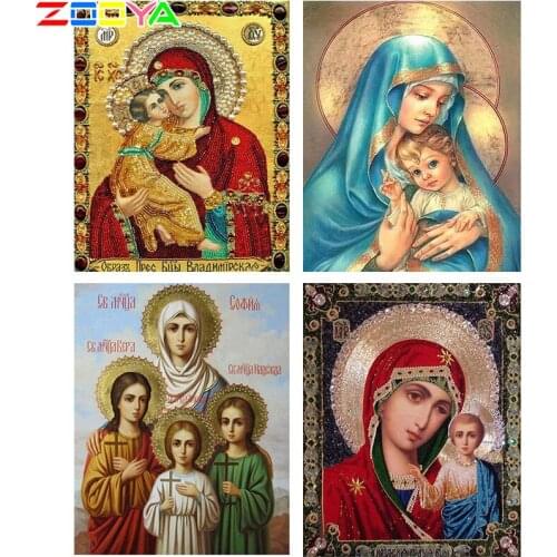 Full Diamond Painting Diamond Embroidery Portrait Madonna And Child New 3D Diamond Mosaic Div Abstract Art Home Decoration Lx83