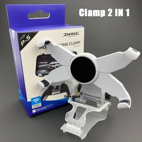 Adjustable Angle Smartphone Holder Clamp Clip for PS5 Controller Mobile Phone Clamp Compatible with Maximum 6 inch Smartphones