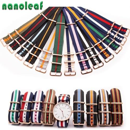 Nylon Strap for Mens Womens Replacement Watch Band 18MM 20MM 22MM 24MM Military Stainless Steel Pin Buckle Wristband