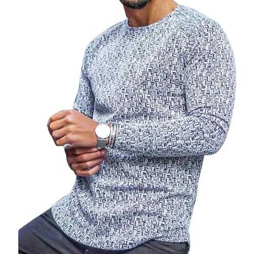 Mens shirt Tops Long Sleeve Slim Top Cotton Blend Men Stripe Plaid Print Pullover Shirts for Autumn Male Casual Loose Streetwear