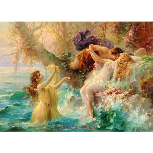 Needlework for embroidery DIY French DMC High Quality - Counted Cross Stitch Kit set Oil painting - Faun and Nymph