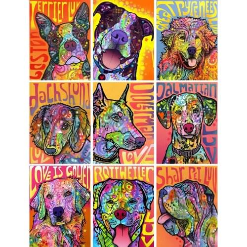 Dog 5D Diy Diamond Painting Cartoon Cross Stitch Kit Full Drill Square Embroidery Mosaic Art Picture of Rhinestones Craft Decor
