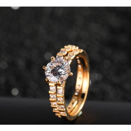 Funmode Fashion Design Round Cubic Zircon Finger Wedding Party Rings bijoux bague or femme Wholesale FR218