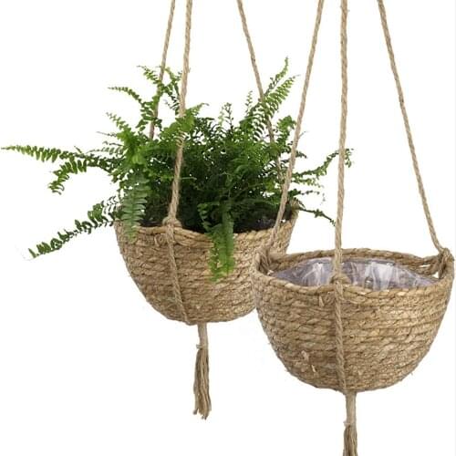 Woven Hanging Basin Seagrass Hanging Planters Basket Planters Hand-woven Garden Indoor Home Garden Decor Wall Hanging Planter