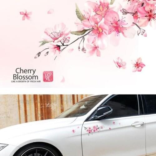 Cherry Blossom Floral Car Stickers Love Pink Auto Vinyl Deca Bumperl Window for Women Car Tuning Styling Accessories