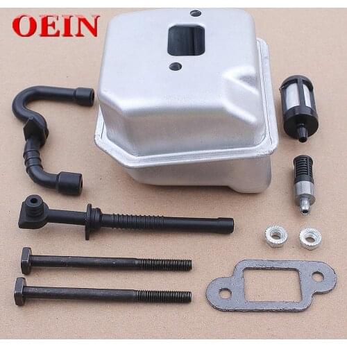 Exhaust Muffler Silencer Gasket w/ Bolts Fuel Oil Filter Hose Kit fit Stihl 017 018 MS170 MS180 Chainsaws Engine Parts