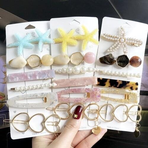 Korean Fashion Hair Clip For Women 2020 New Trendy Girl Pearl Crystal Berrettes Hair Accessories Geometric Hairgrip Hair Jewelry