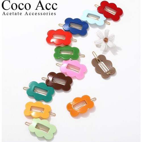 Factory supplies INS HOT SALE acrylic fashion fancy flow shaped hair clips accessories for kids girls