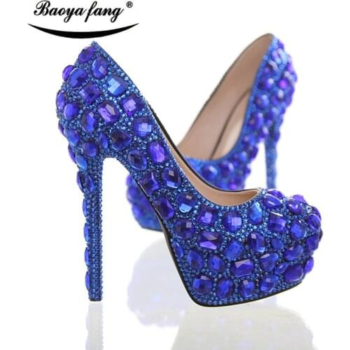 New arrival Royal Blue cyrstal wedding shoes with matching bags woman shoes and purse womens Pumps high shoes ladies party shoe